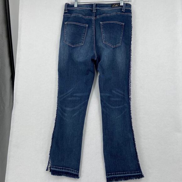 Lola Jeans Kate High Rise Ankle Jeans Size Leg Stripe Raw Hem 4 Way Stretch - Picture 9 of 16